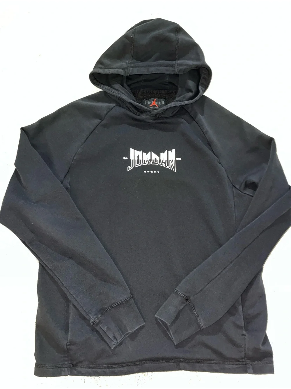 Jordan Black Hooded Hoodie basketball Sweatshirt LS jog workout fleece M men’s